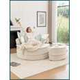 thumbnail image 2 of Extra-Spacious Chenille Round Accent Chair with Ottoman & 5 Pillows – Soft Upholstered Lounge for Living Room Bedroom, 2 of 21