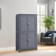 thumbnail image 2 of LEDREM Bathroom Storage Floor Cabinet Organizer with 4 Doors & Adjustable Shelves, 43" Wooden Pantry Cabinet Freestanding for Kitchen Living Room Small Spaces, Slate Gray, 2 of 6
