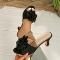 thumbnail image 2 of Msgweeeg Black Heels Women Black Stiletto Heels Women's Fashionable Casual Solid Color Fish-Mouth Floral High Heels Shoes, 2 of 10
