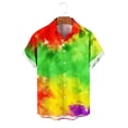 thumbnail image 4 of Ceisia Men's Slim-Fit Rainbow Gradient Tie-Dye Short Sleeve Button-Down Shirt Yellow XXXL Gifts, 4 of 6