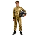 thumbnail image 1 of Raenseen Kids Boys Metallic Racing Jumpsuit Racing Suit Race Car Driver Moto Gear Jersey Set Gold 8, 1 of 6