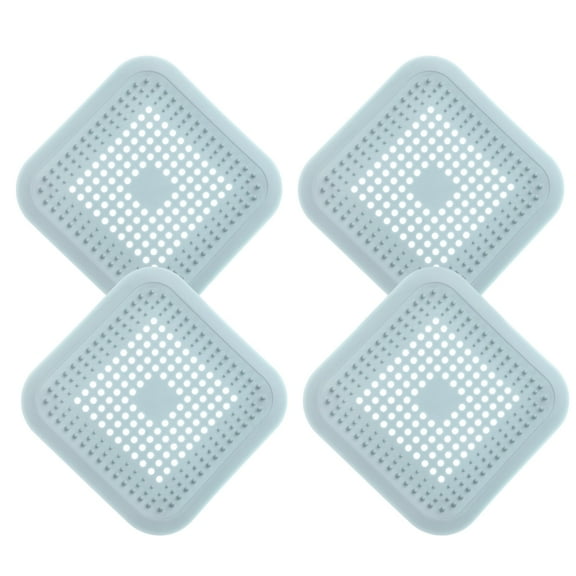 Uxcell 4packs Shower Drain Hair Catcher  Square Drain Strainer for Shower Kitchen, Light Blue