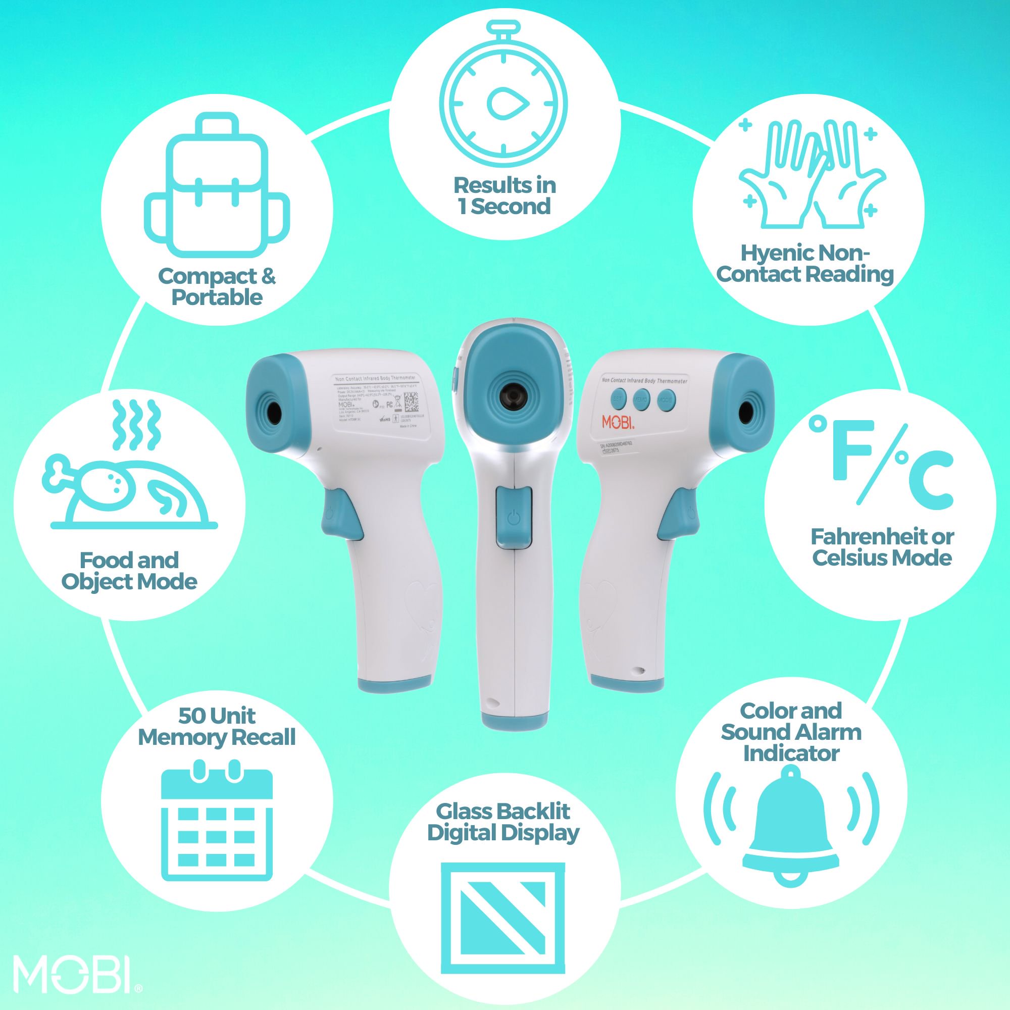 Buy MOBI NonContact Forehead Thermometer with Fever Indicators and
