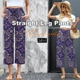 thumbnail image 3 of VDJ High Waisted Pants for Women Summer Beach Vacation Bohemian Trousers with Pockets Wide Leg Palazzo 2026 Trendy Capris Size XL, 3 of 8