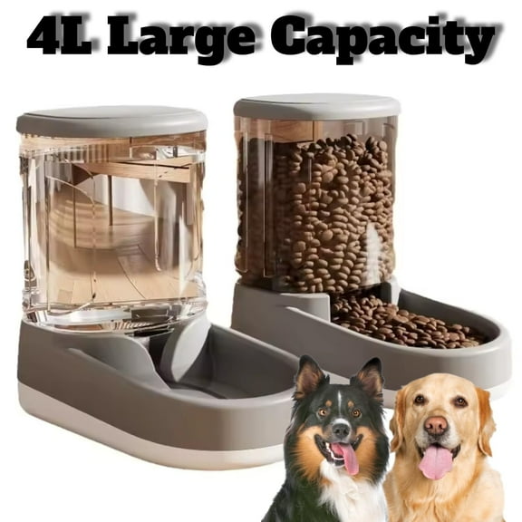 8-Pound Automatic Dog Food Feeder and Water Dispenser Set for Big, Medium and Small Pets