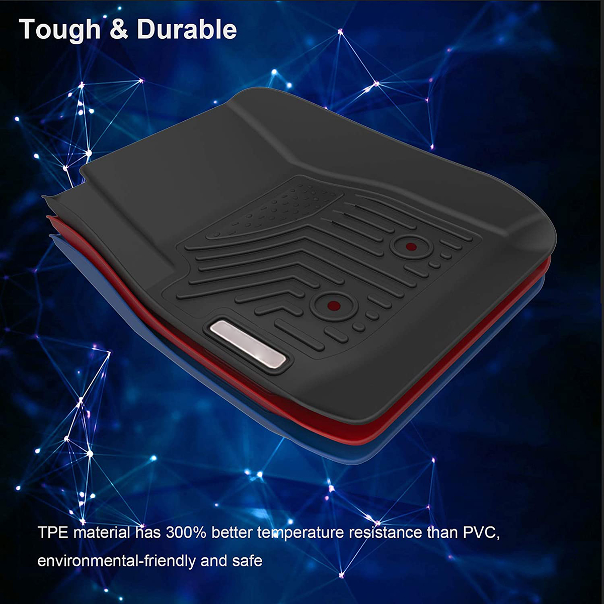 RVNI TPE Rubber for 2015-2022 Chevy Colorado/GMC Canyon Crew Cab Floor Mats Set, All-Weather Protection