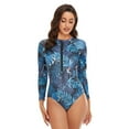thumbnail image 2 of SWSMCLT Women's Long Sleeve Bathing Suit Short Surf Swimwear One Piece Swimsuit Cheeky Zip Slimming Beach Blue 4, 2 of 5