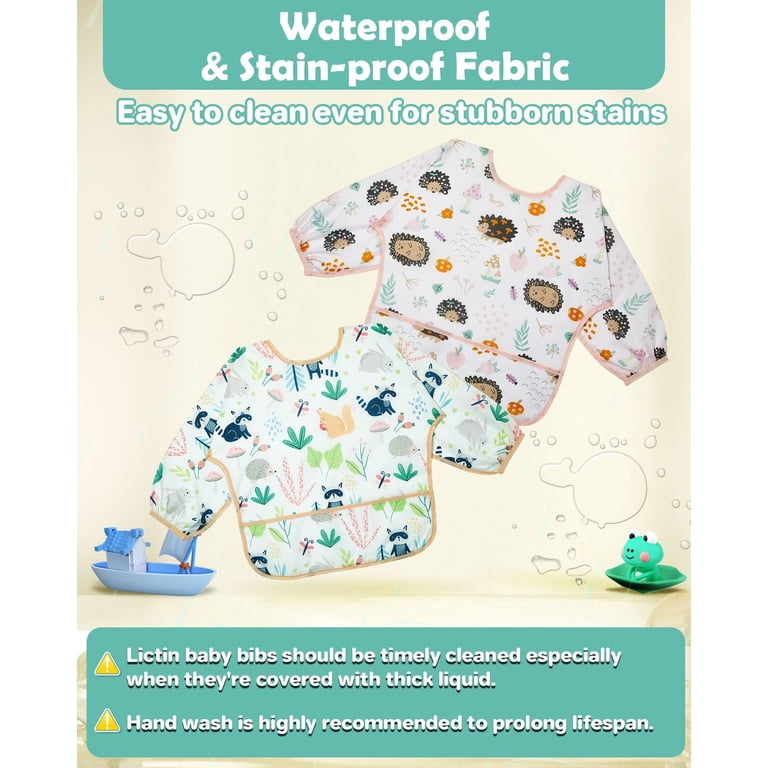 Lictin Baby Long Sleeve Bibs, 5-Pack Waterproof photo 8