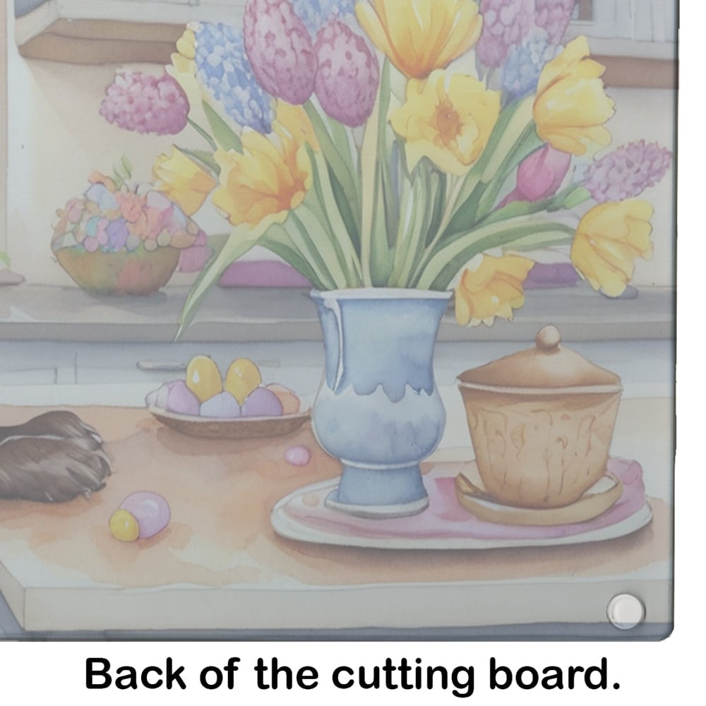 Decorating Easter Boykin Spaniel Glass Cutting Board 12 in x 15 in