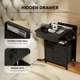 thumbnail image 6 of Bestco Nightstand with Sliding Top Modern End Table with Charging Station & 2 Drawers Black, 6 of 9