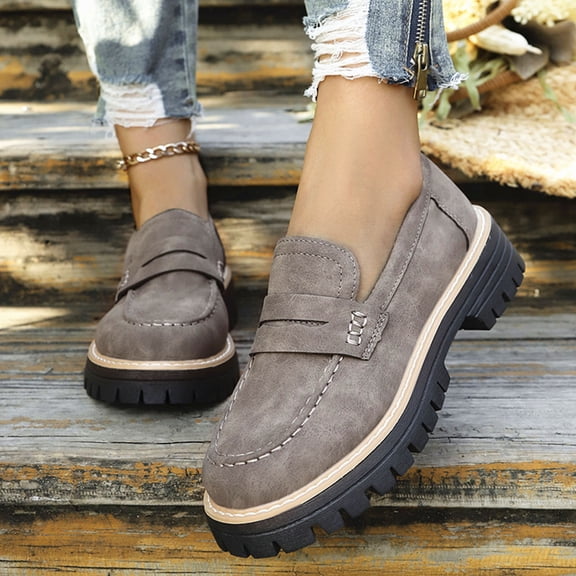 Womens Loafers Shoes Platform Chunky Loafer Comfortable Slip Work Business Casual Dress Shoes