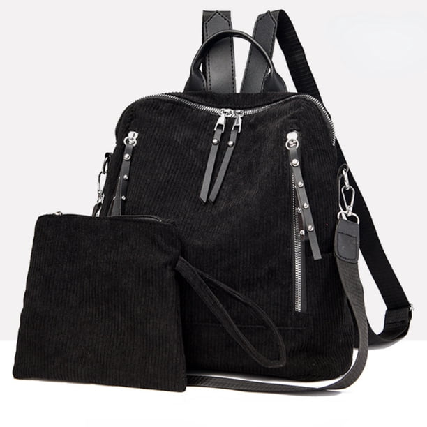 2PCS Juego De Mochila Convertible De Pana, Versátil Bolsa Escolar, Mochila Y Bolso Para Viajes Para Mujer