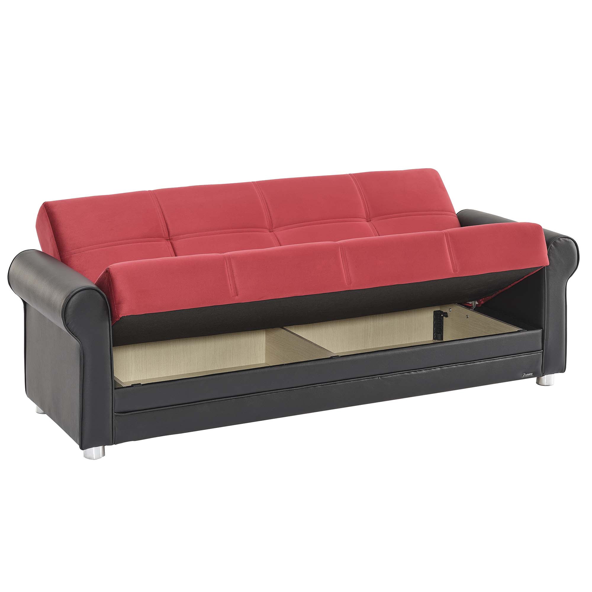 Ottomanson Paradise Sofa Bed with Storage 74", Burgundy Microfiber