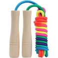 thumbnail image 1 of Cuerda de saltar de algodón para niños (Colores Arcoíris), 2.6m ajustable con mangos de madera ergonómicos, cuerda suave y segura para ejercicio al aire libre y fitness infantil, 1 of 4