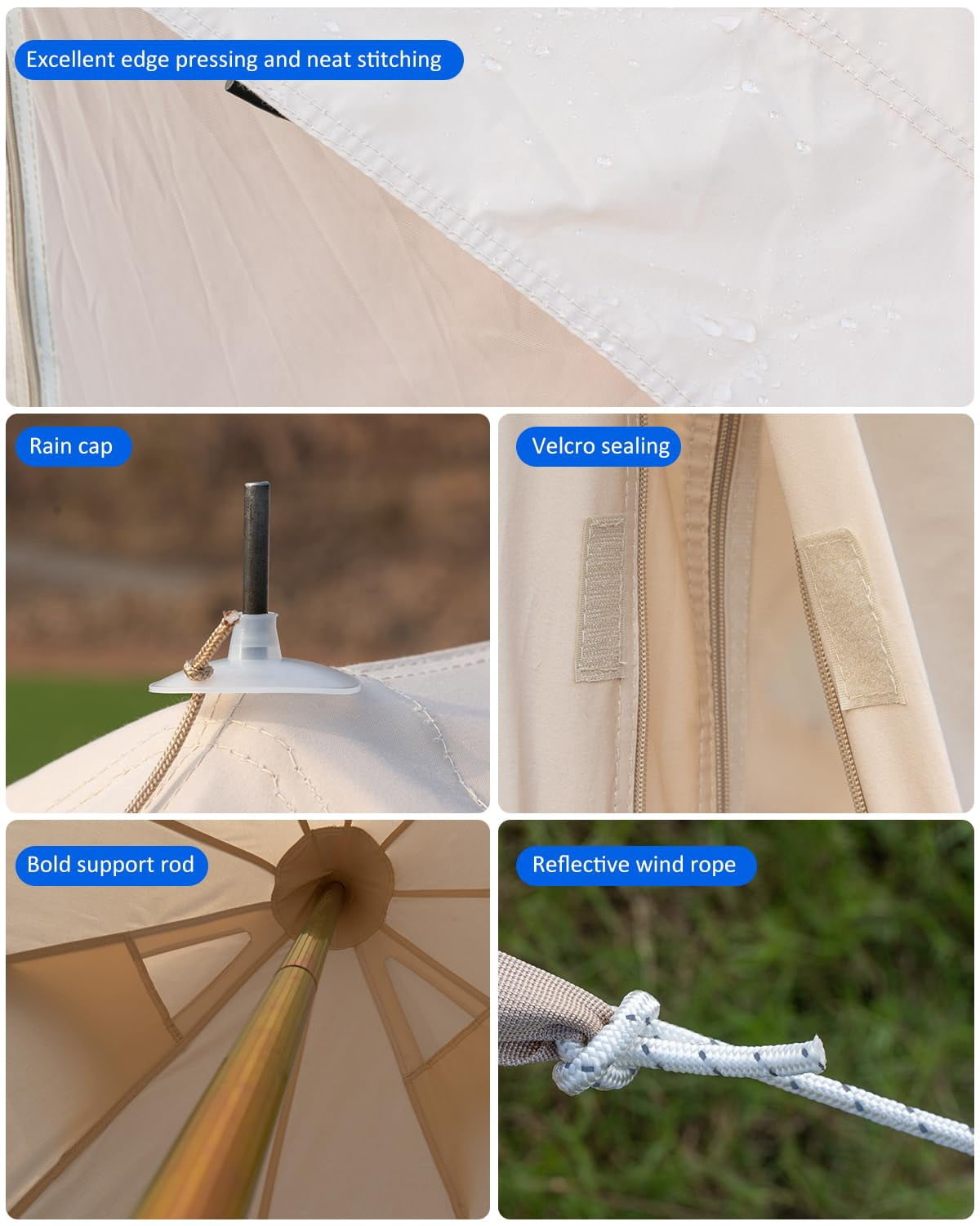 Huloretions Canvas Bell Tent & Screen House Tent Pop-Up for 2-10 People, Portable Tent Camping Canopy with Vents Doors, Carry Bag for Outdoor Activities