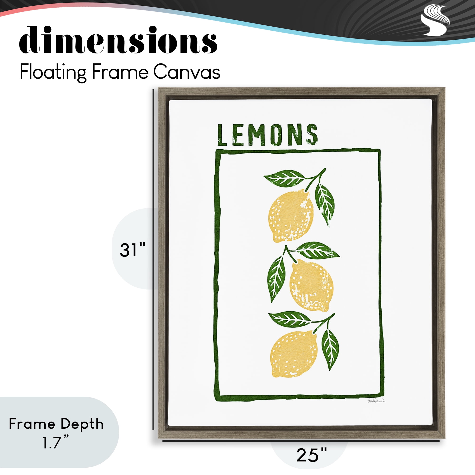 Stupell Industries Tasty Summer Lemons Brown Framed Floater Canvas Wall Art, design by Amanda Greenwood
