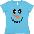 thumbnail image 3 of Inktastic Cute Smiling Snowman Face with Carrot Nose Women's V-Neck T-Shirt, 3 of 5