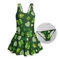 thumbnail image 5 of Xixirimido Green Shamrock Hearts Print Girls One Piece Swimsuit with Skirt Modest Sleeveless Swim Dress Featuring Built-in Shorts & UPF 50+ Sun Protection for St. Patrick's Day, 12-13 Years, 5 of 7