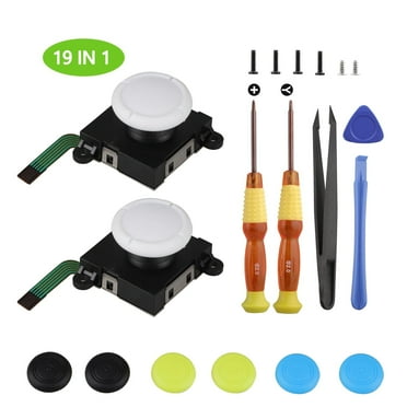 TSV 19-in-1 3D Analog Joystick Replacement Fit for Nintendo Switch/Switch Lite Joy-Con, Left Right Switch Controller Repair Tool Set with Screwdrivers, Thumb Grips Caps, Pry