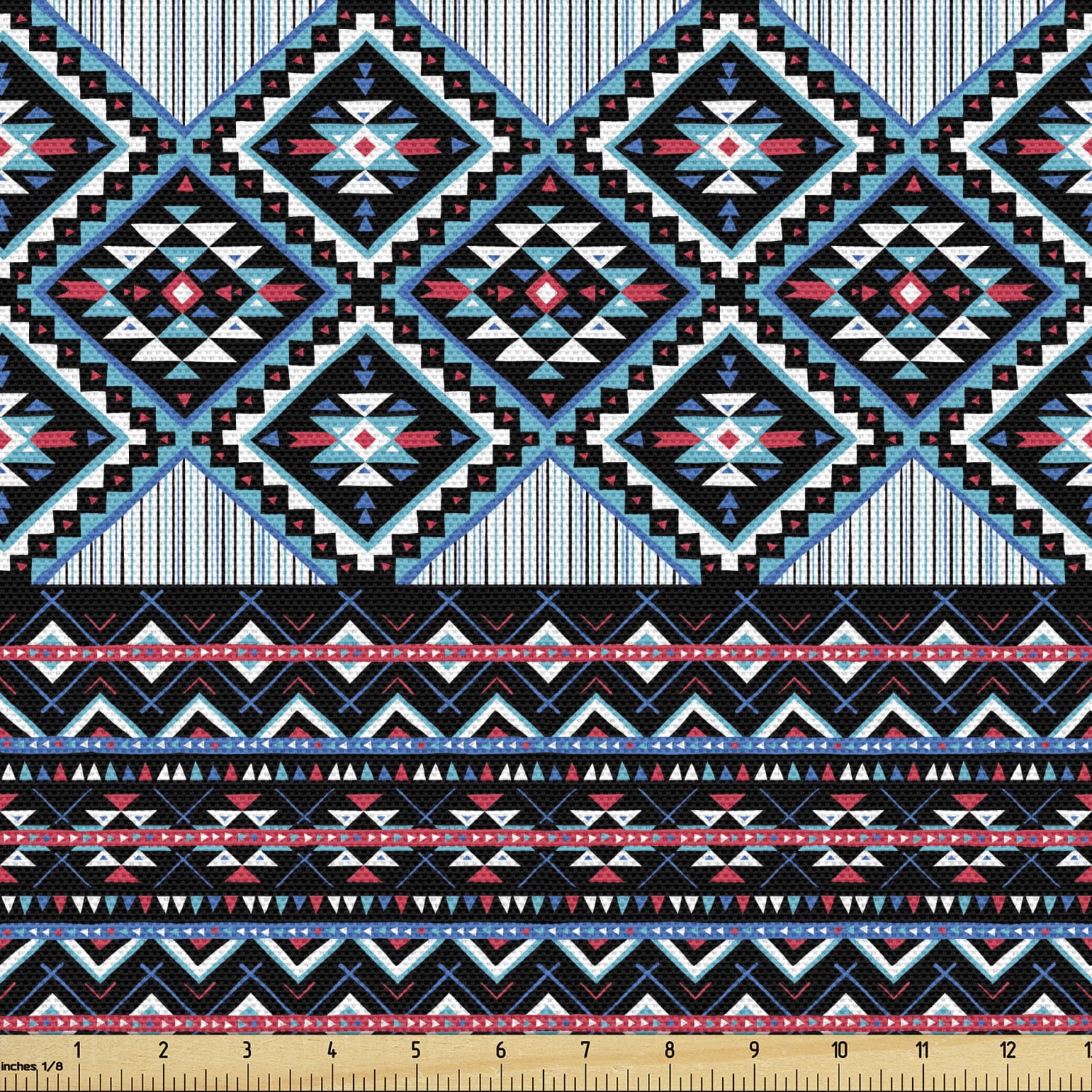 Aztec Sofa Upholstery Fabric by the Yard, Triangles Colorful Geometric