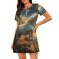 thumbnail image 1 of Easygdp Starry Sky White Horse Camisón de manga corta para mujer, informal, estampado, 1 of 6