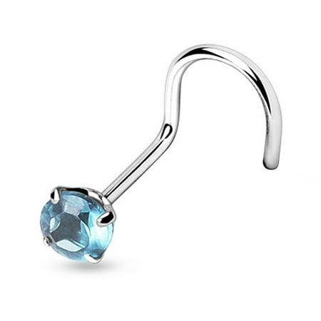 - 20g .925 Sterling Silver 3mm Round CZ Crystal Nose Screw (Choose Color)