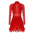 thumbnail image 3 of YiZYiF Robe de Patinage Artistique en Maille à Manches Longues pour Femmes, Rouge TG, 3 of 7