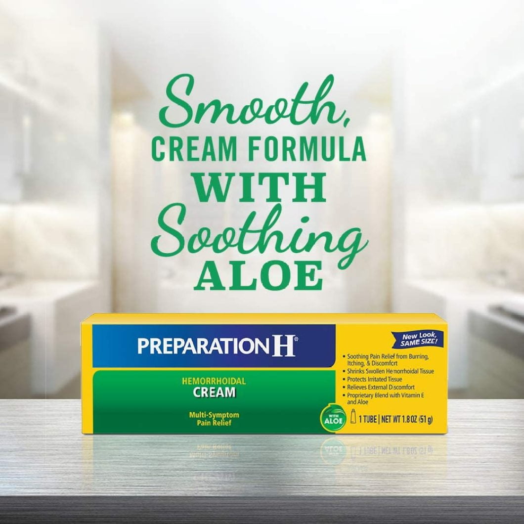 Preparation H Hemorrhoid Symptom Treatment Cream, Multi-Symptom Pain Relief with Aloe, Tube (0.9 Ounce, 1 Tube per Box), (Pack of 3)