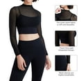 thumbnail image 5 of Women's Sexy Mesh Long Sleeve with Underwear Pad Running Quick Dry Sports Underwear One Cup Fitness Clothing, 5 of 6