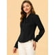 thumbnail image 3 of Blusa elegante Allegra K con cuello de pajarita de gasa manga larga Negro XS, 3 of 4
