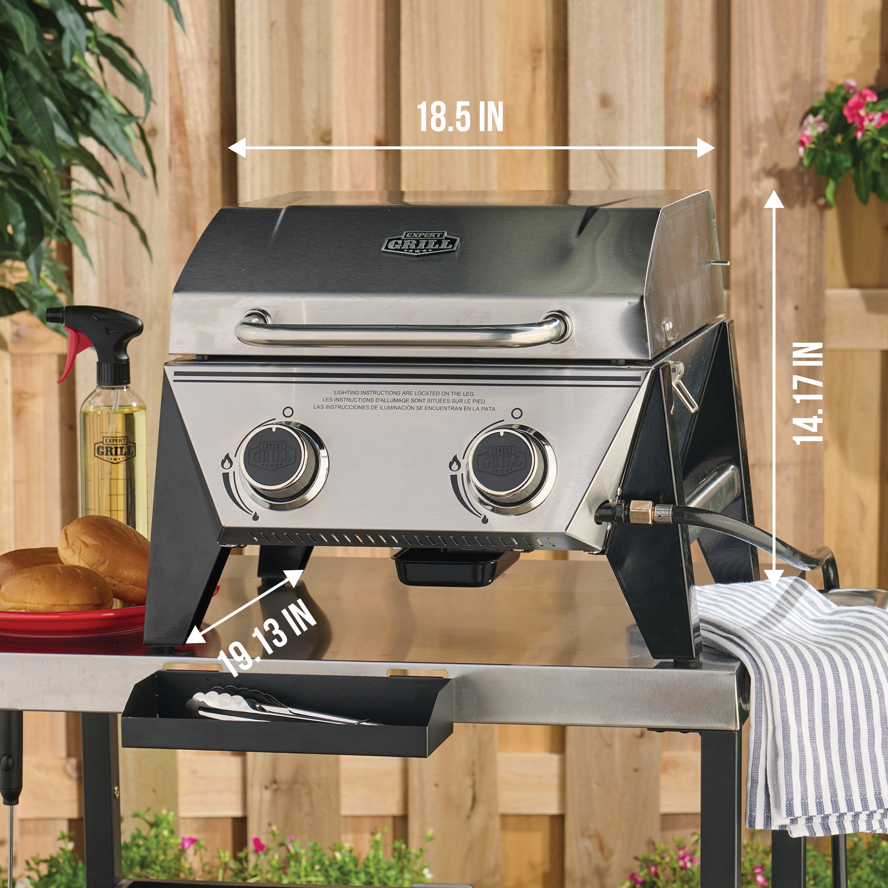 Free Shipping! Expert Grill 2 Burner Tabletop Gas Grill, Stainless