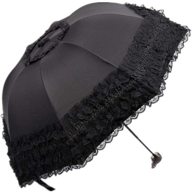 Paraguas plegable Paraguas de viaje plegable resistente a los rayos UV, sombrilla de encaje de princesa, sombrilla para mujeres y niñas, sombrillas con decoración de encaje