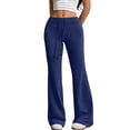 thumbnail image 2 of KPOPLK Women's Low Rise Flare Sweat Pants Drawstring Elastic Waist Bell Bottom Sweatpants with Pockets Casual Lounge Trousers,Size L, 2 of 7