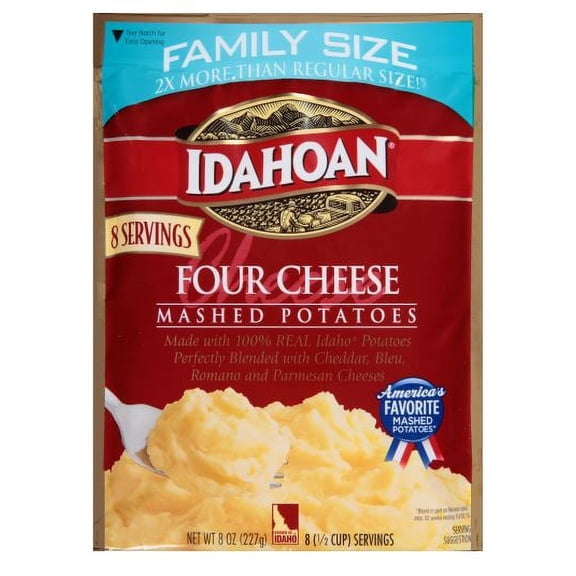 Idahoan Four Cheese Mashed Potatoes Family Size 8 oz. (Pack of 48)