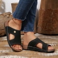 thumbnail image 2 of Womens Arch Support Slide Sandals Comfortable Breathable Slip On Round Toe Orthotic Flat Beach Slides For Daily Casual Walking Vacation Holiday, 2 of 5