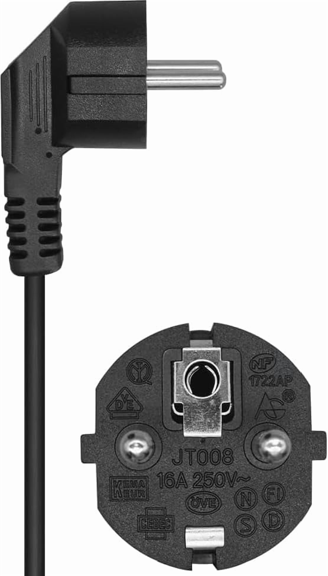 EU to SAF-D-Grid T-Latch Power Cord, SAF-D-Grid T-Latch Plug to EU Euro CEE7/7 Power Cable SJT 16AWG,10ft/3m (CEE7/7 to Saf-D-Grid)