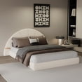 thumbnail image 2 of Queen Size Arched Boucle Bed with Side Table, Modern Platform Bed Frame with Plush Headboard, Floor Standing Design for Bedroom, Beige, 2 of 8