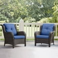 thumbnail image 2 of PARKWELL 4-Piece Outdoor Patio Furniture Set 5-Seat High Back Conversation Set with 41" Fire Pit Table and Deep Seat Wicker Chairs for Patio Garden Deck,Brown Wicker Navy Cushions, 2 of 8