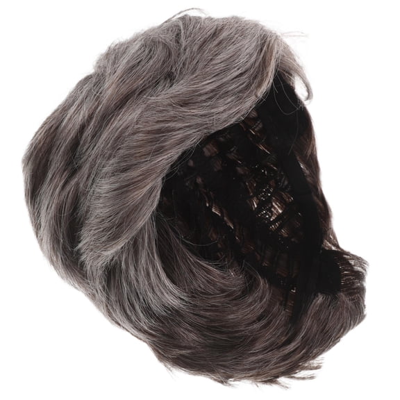 GETAJGHSD Men's Short Grey Wig Heat Resistant Synthetic Hairpiece for Parties and