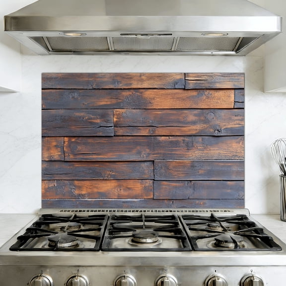 Kitchen Backsplash Peel and Stick Wall Murals Wood Distressed Wood Look Faux Distressed Paint Wood Grain Removable Mural 35.4"W x 23.6"H, Oil Proof Vinyl Wallpaper for Fireplace & Behind Stove
