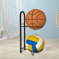 thumbnail image 1 of DYNWAVECA 2 Layer Basketball Display Rack,Football Holder Stand,Folding Balls Shelf,Balls Storage Rack for Sports,Volleyball,Basketball Black, 1 of 10