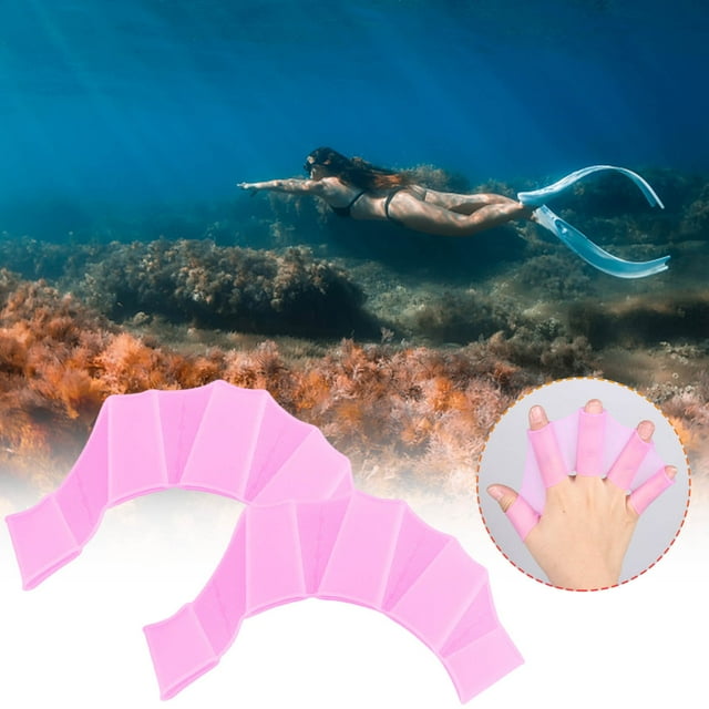 Liquidation! Reweti Palmes de Natation à Main Gants de Natation Doigts Tissés Gant Plus Plus Tube Néon