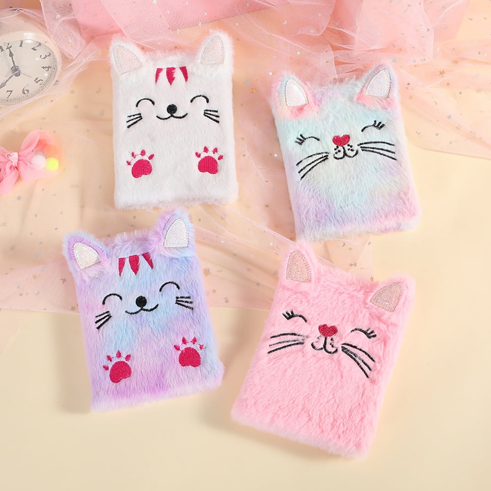 Buy Wholesale China Plush Diary Notebook Cute Fluffy Pink Cat