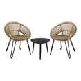 thumbnail image 2 of Voit Aluminum and PE Wicker 3-Piece Outdoor Bistro Set, Light Brown, 2 of 16