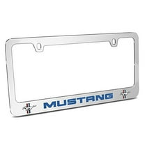 Ford Mustang Blue Dual Logo Logos in 3D American-Made Mirror Chrome Metal License Plate Frame