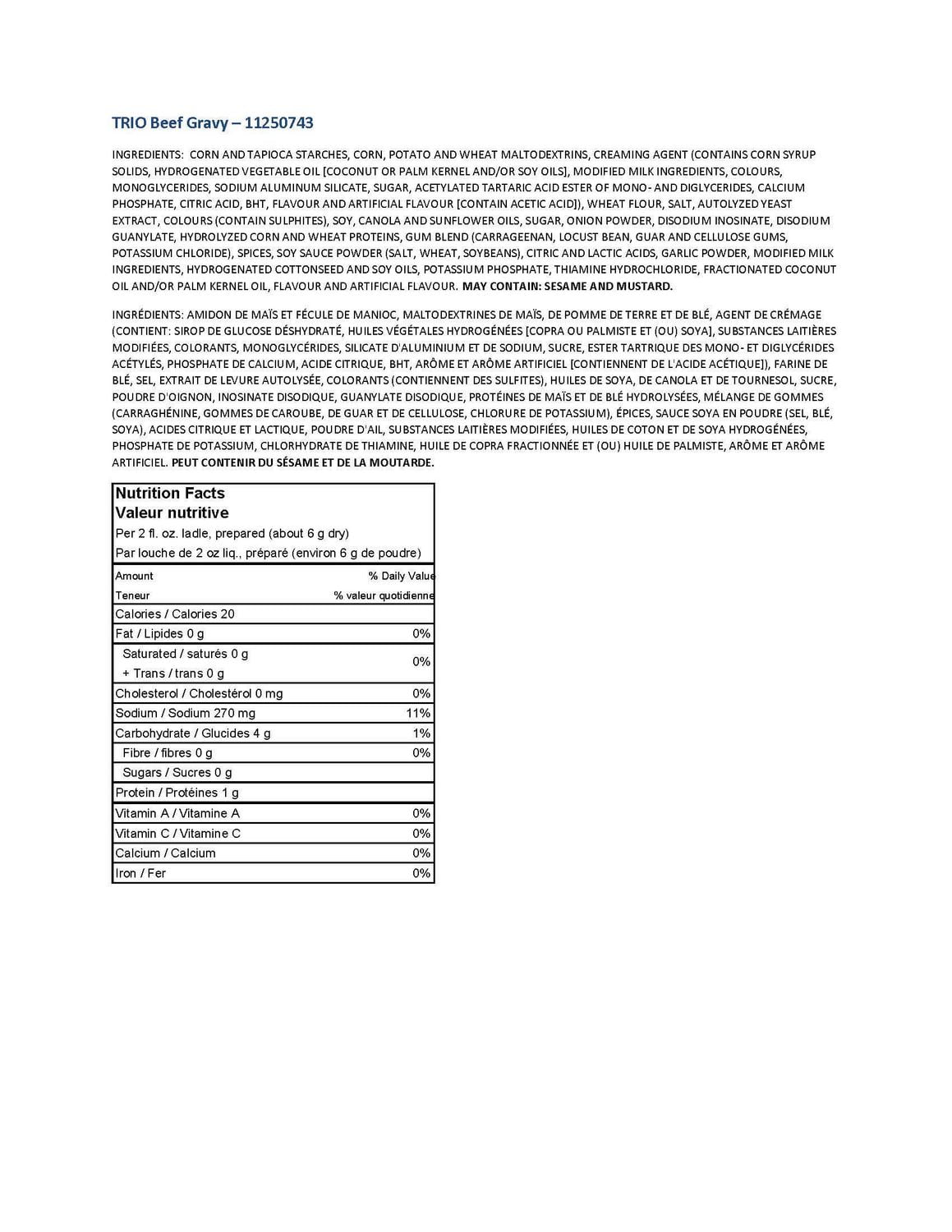 TRIO Beef Gravy Flavoured Gravy Mix