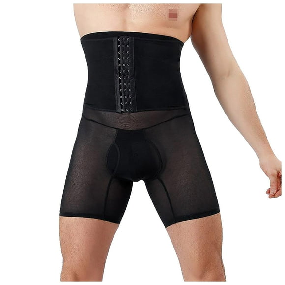 Men's Track Pants Men Large Size Belly Pants Breathable Tight Height Waist Girth Waist Lift Leg Shaping Pants Pantalon Survetement Homme Black XL