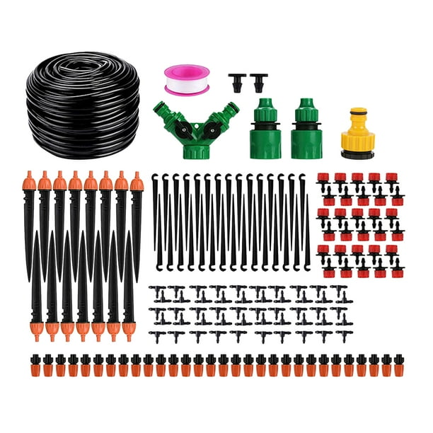 Sistema de riego Kit de riego por goteo y nebulización de bricolaje de 164 pies con manguera, boquillas ajustables, conectores rápidos, sistema de riego automático, tubería de distribución para maceta Abanopi Sistema de riego