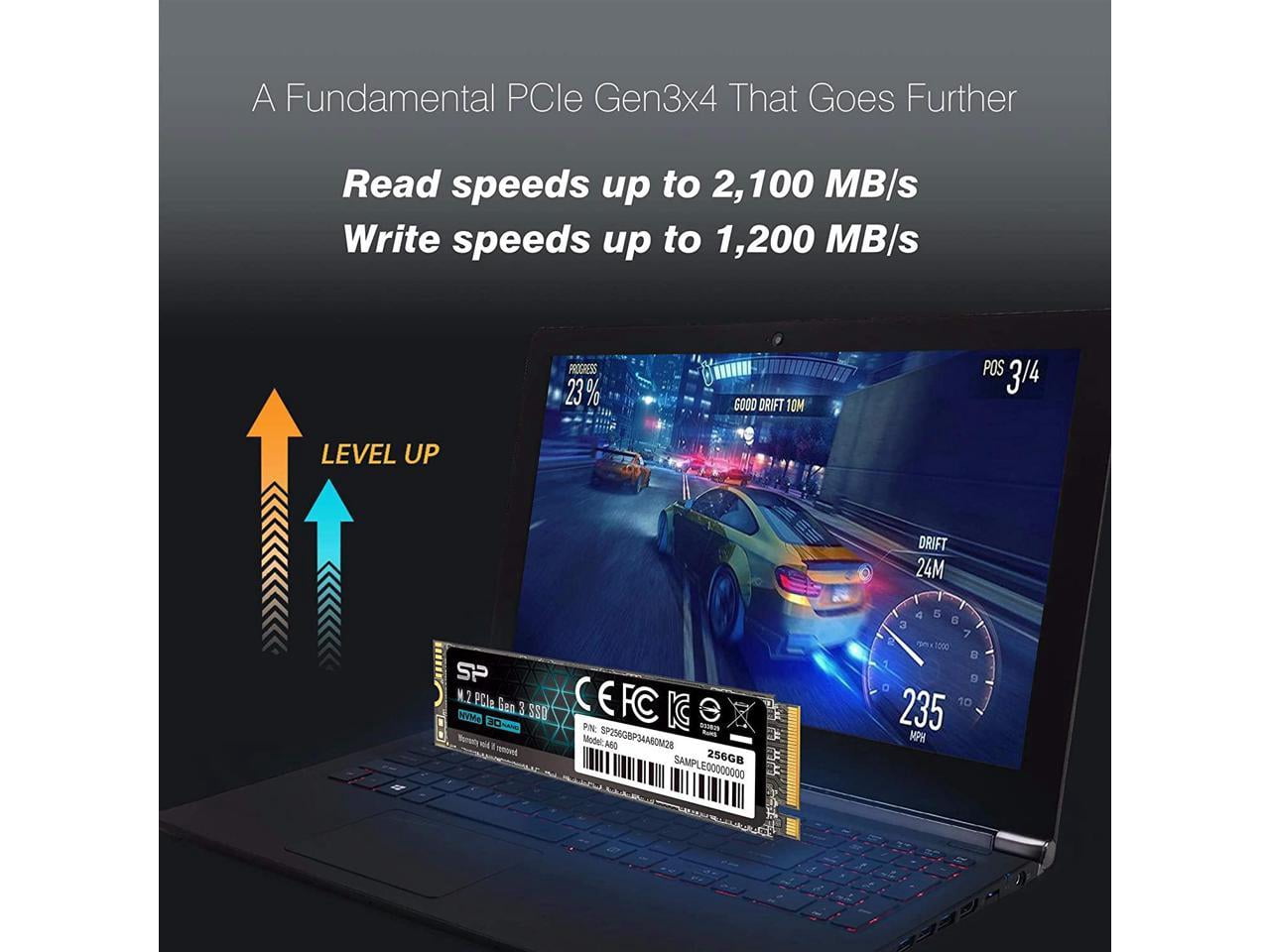 Silicon Power 256GB NVMe M.2 2280 PCIe Gen3 x4 SSD (SP256GBP34A60M28)