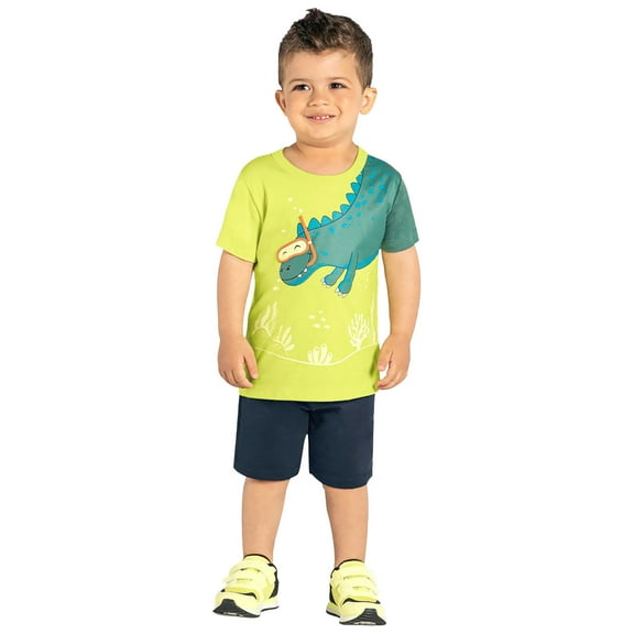 Mercatoo Toddler Boys Summer Clothes Dinosaur Print Short Sleeve T-Shirt & Drawstring Shorts Outfit Baby Boys Beach Set